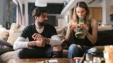 couple smoking bong