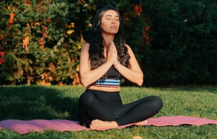 woman doing yoga